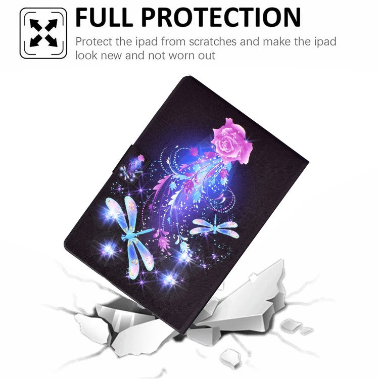 For Huawei MatePad T 10 9.7 inch/T 10S 10.1 inch/Enjoy Tablet 2 10.1 inch/Honor Pad X6 9.7 inch/6 10.1 inch Pattern Printing Leather Case Card Slots Tablet Shell - Dragonfly