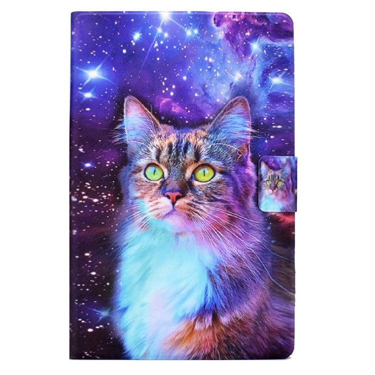 For Huawei MatePad T 10 9.7 inch/T 10S 10.1 inch/Enjoy Tablet 2 10.1 inch/Honor Pad X6 9.7 inch/6 10.1 inch Pattern Printing Leather Case Card Slots Tablet Shell - Cat