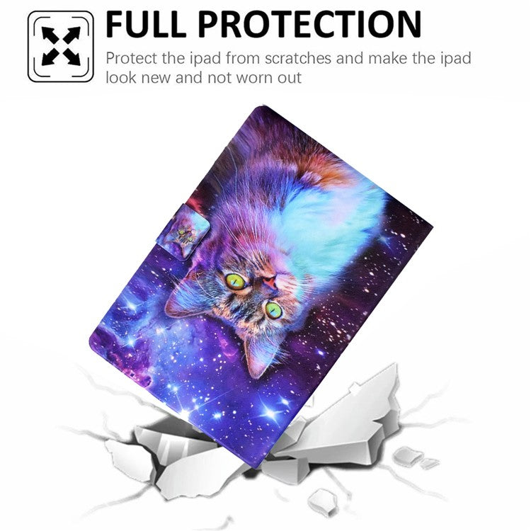 For Huawei MatePad T 10 9.7 inch/T 10S 10.1 inch/Enjoy Tablet 2 10.1 inch/Honor Pad X6 9.7 inch/6 10.1 inch Pattern Printing Leather Case Card Slots Tablet Shell - Cat