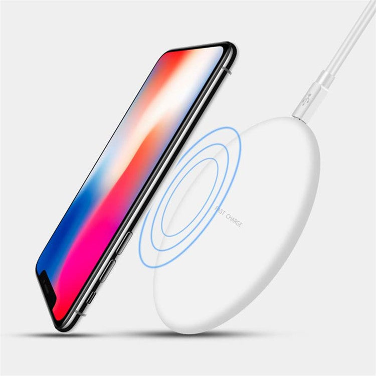 N5 Frosted Surface Ultra-thin Fast Wireless Charge Pad with Light Indicator for iPhone X/8/8 Plus etc. - White