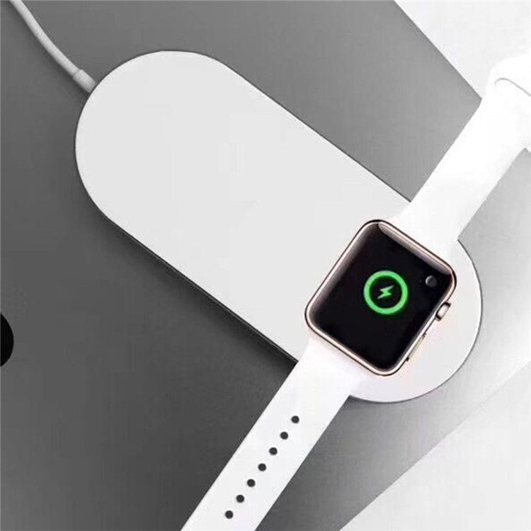 2-in-1 Qi Wireless Charger Pad for Phone and Apple Watch - White