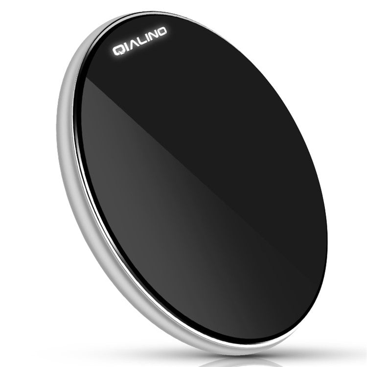 QIALINO 15W Round Qi Wireless Fast Charging Pad Ultra-thin Wireless Charger Pad for iPhone X/8/8 Plus Etc. - Black