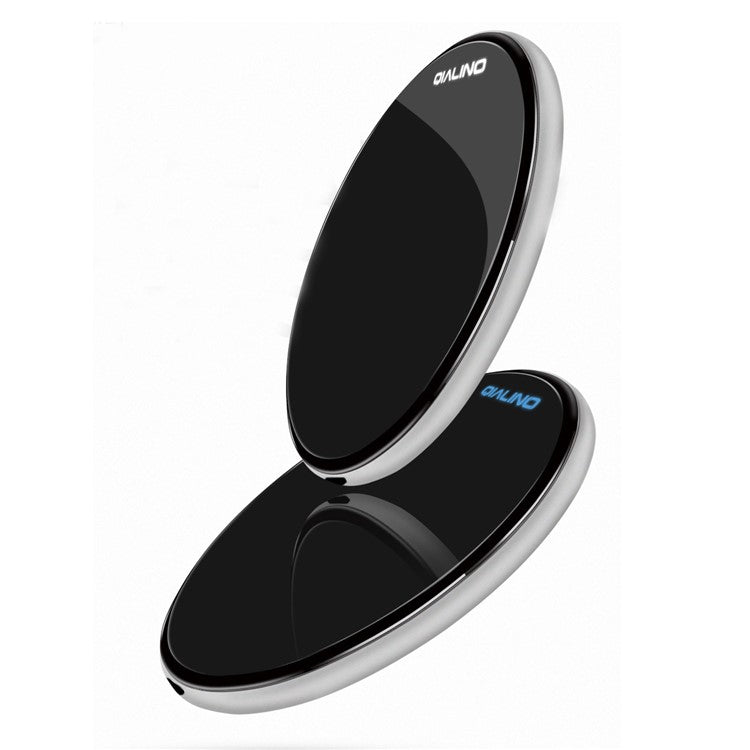 QIALINO 15W Round Qi Wireless Fast Charging Pad Ultra-thin Wireless Charger Pad for iPhone X/8/8 Plus Etc. - Black