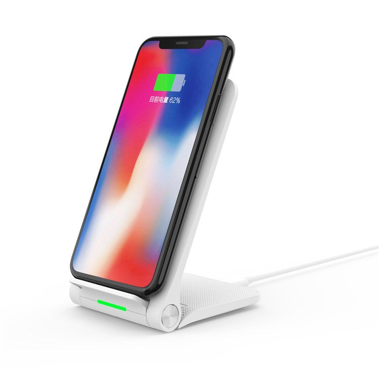 10W 2 Coils Qi Wireless Charger Folding Fast Wireless Charging Stand for iPhone Samsung etc. - White