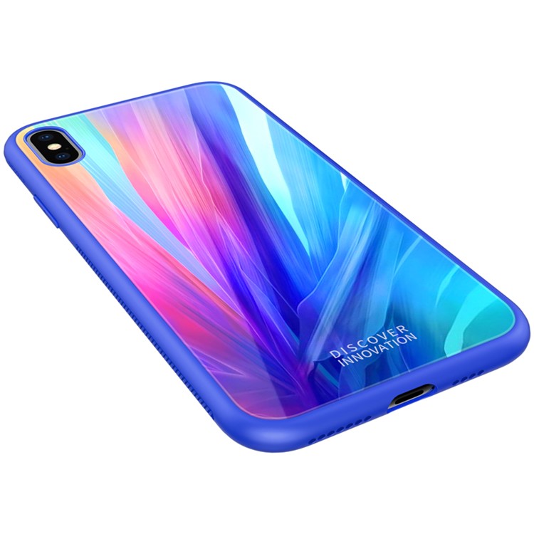 NILLKIN Fancy Tempered Glass Case for iPhone XS Max with Wireless Charger + 3 in 1 Cable Charging Gift Set - Blue