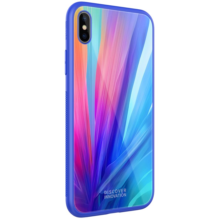 NILLKIN Fancy Tempered Glass Case for iPhone XS Max with Wireless Charger + 3 in 1 Cable Charging Gift Set - Blue