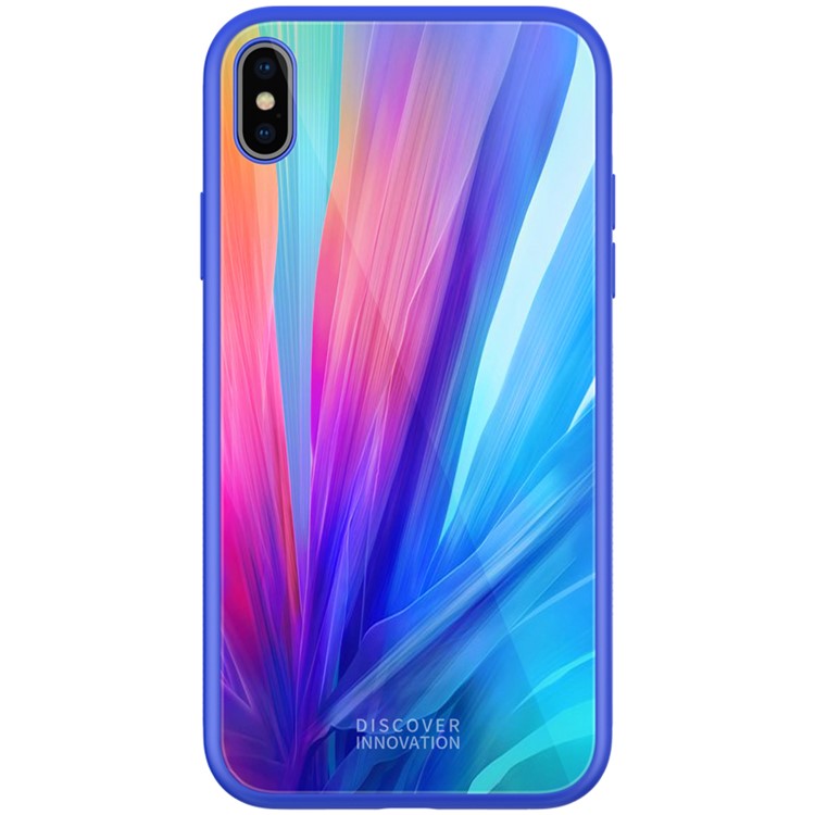 NILLKIN Fancy Tempered Glass Case for iPhone XS Max with Wireless Charger + 3 in 1 Cable Charging Gift Set - Blue