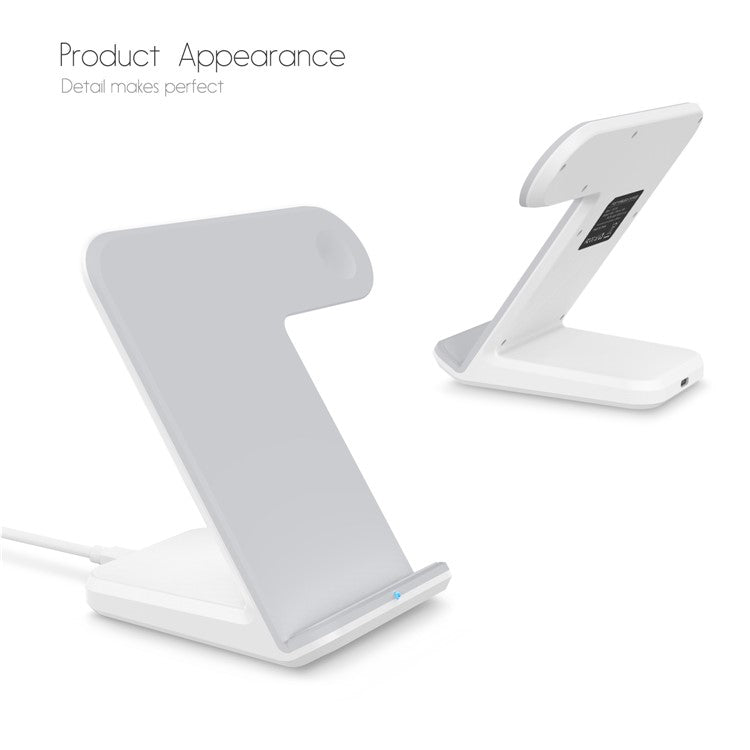 F11 2-in-1 Mobile Phone Smart Watch Wireless Charging Stand Qi Wireless Fast Charger for iPhone Samsung Apple Watch - White