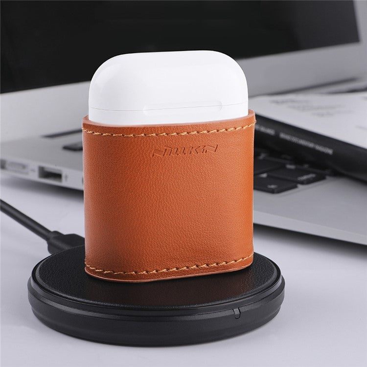 Nillkin for AirPods with Charging Case (2016) Mate Wireless Charging Leather Case (Compatible with Wireless Charger) - Brown