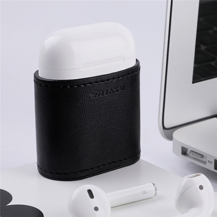 Nillkin for AirPods with Charging Case (2016) Mate Wireless Charging Leather Case (Compatible with Wireless Charger) - Black