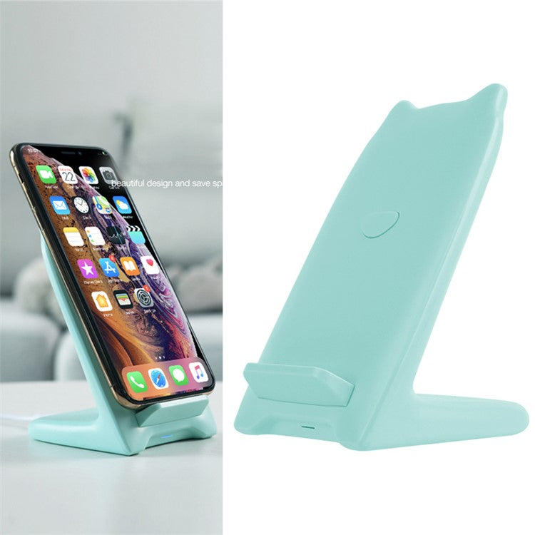 NILLKIN Cat Fast Wireless Charger Mount Stand (Not Support FOD Function) for iPhone Samung, etc - Cyan