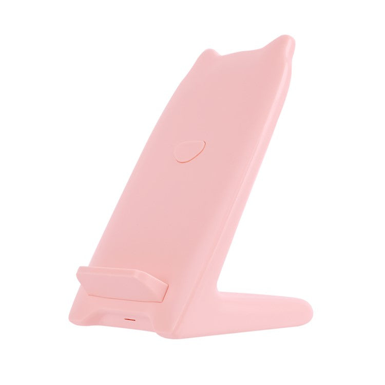 NILLKIN Cat Fast Wireless Charger Mount Stand (Not Support FOD Function) for iPhone Samung, etc - Pink