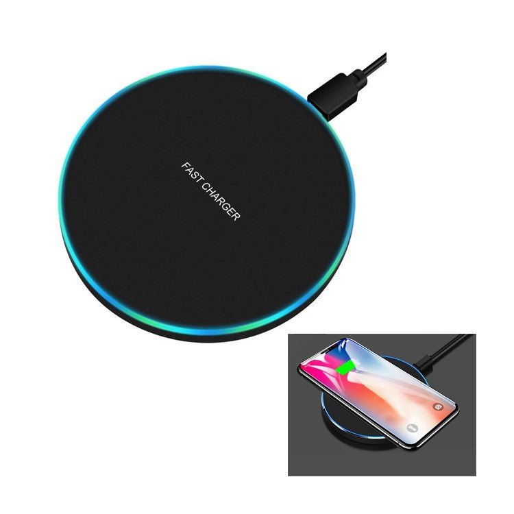 GY-68 Ultra-thin Metal Wireless Fast Charger 10W/7.5W Support FOD Function - Black