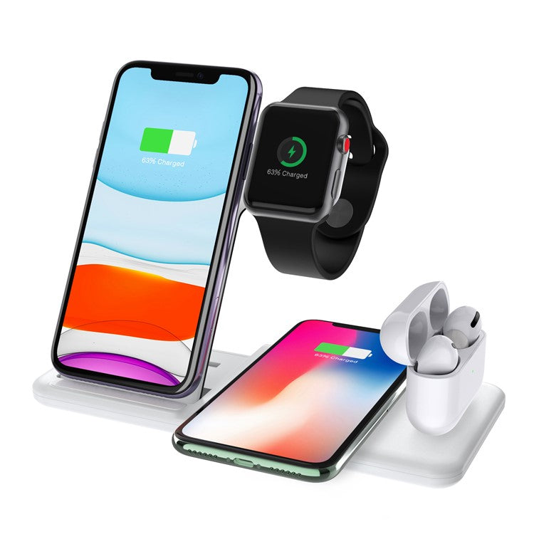 Q20 4-in-1 Mobile Phone Wireless Charger Charging Stand for Apple Watch Series 8 / SE (2022) - White