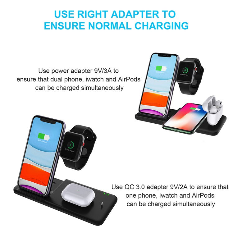 Q20 4-in-1 Mobile Phone Wireless Charger Charging Stand for Apple Watch Series 8 / SE (2022) - White