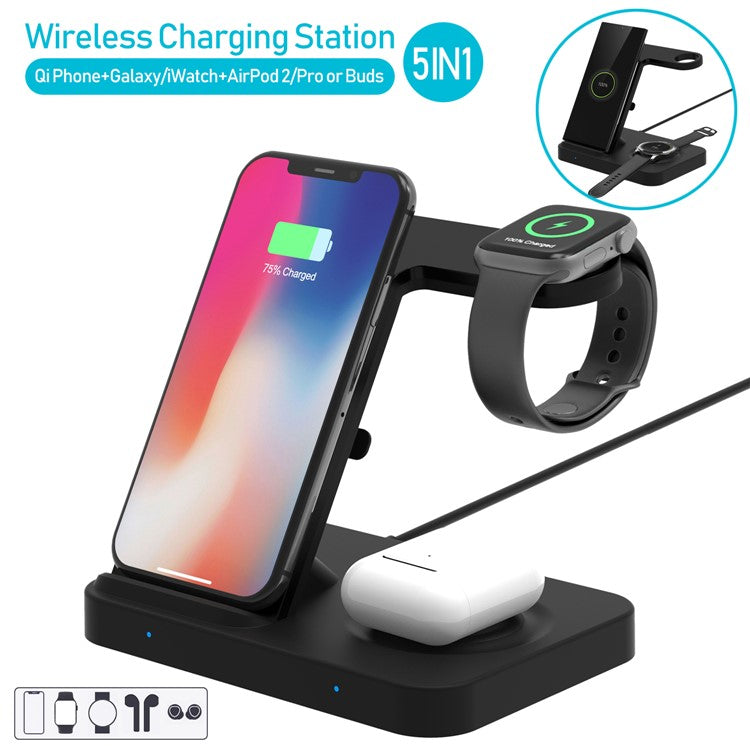 2-in-1 Fast Charging Smart Wireless Charger for Apple Samsung Smartphone Earphone Watch