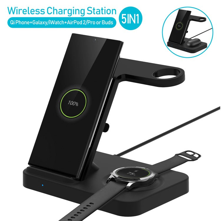 2-in-1 Fast Charging Smart Wireless Charger for Apple Samsung Smartphone Earphone Watch