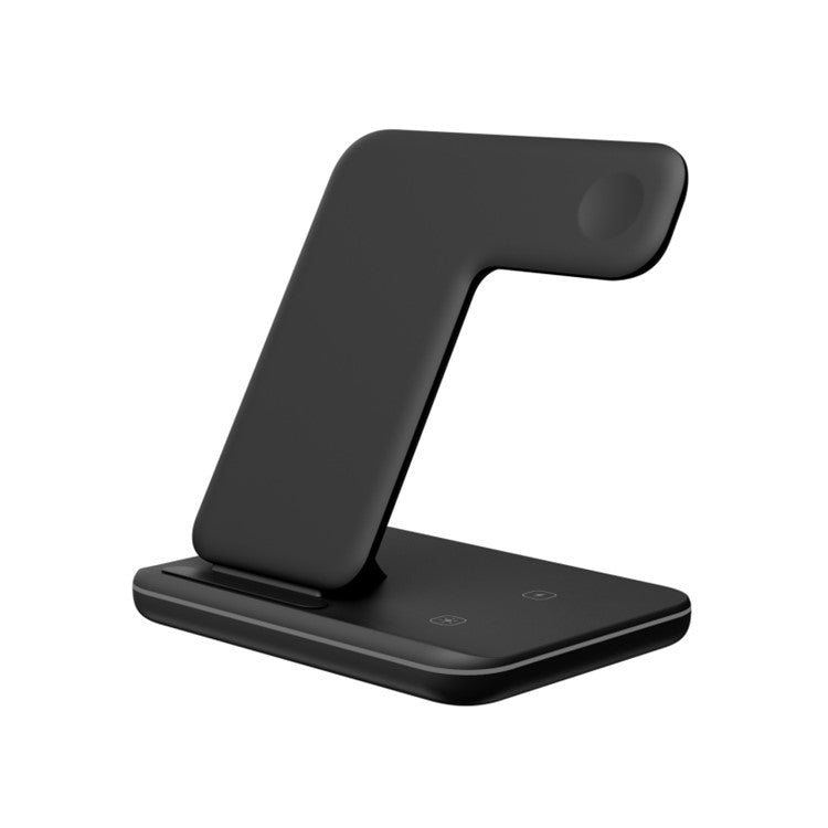 3-in-1 Desktop Vertical 15W Wireless Charger Stand for iPhone/Apple Watch/Airpods - Black