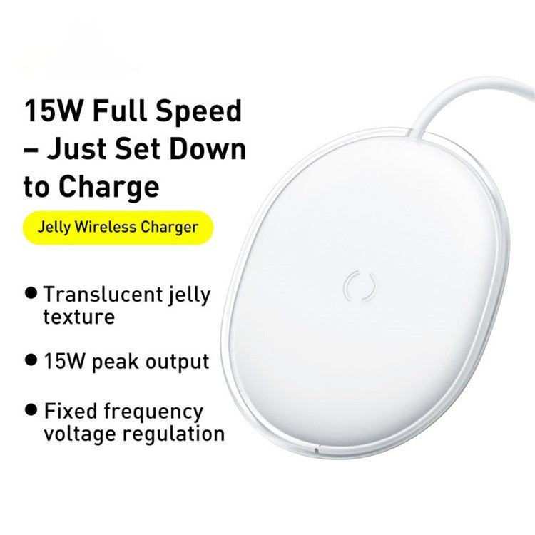 BASEUS 15W Jelly Wireless Phone Charger Pad Station - White