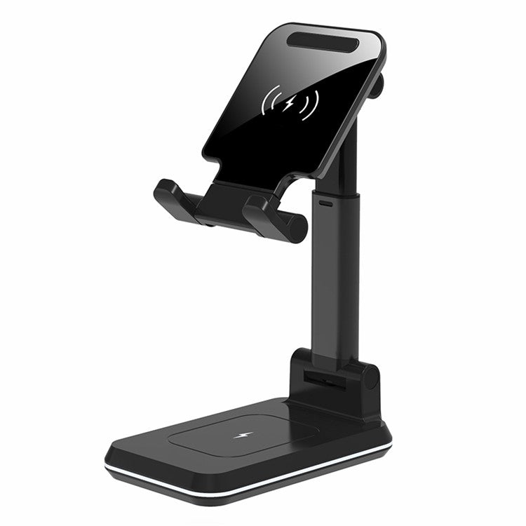 2-in-1 Wireless Charger Stand 10W Foldable Fast Charging Phone Earphone Station Dock - Black