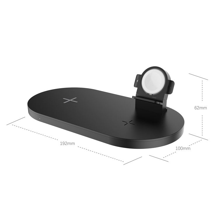 A04 3-in-1 Multifunctional Wireless Charger 10W Charging Dock Station Holder Stand fo Apple Watch AirPods and Qi Standard Smartphones - Black