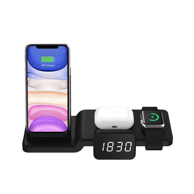 C100 Multi-function Wireless Charger Charging Station with Dimmable Time Display for Apple Watch AirPods iPhone Samsung