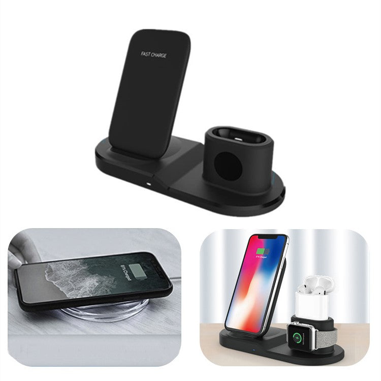 3-in-1 Charging Dock Multi-function Wireless Charger Charging Station - Black