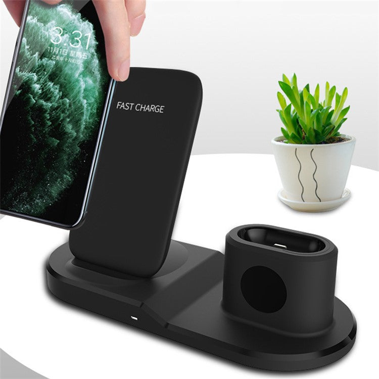 3-in-1 Charging Dock Multi-function Wireless Charger Charging Station - Black