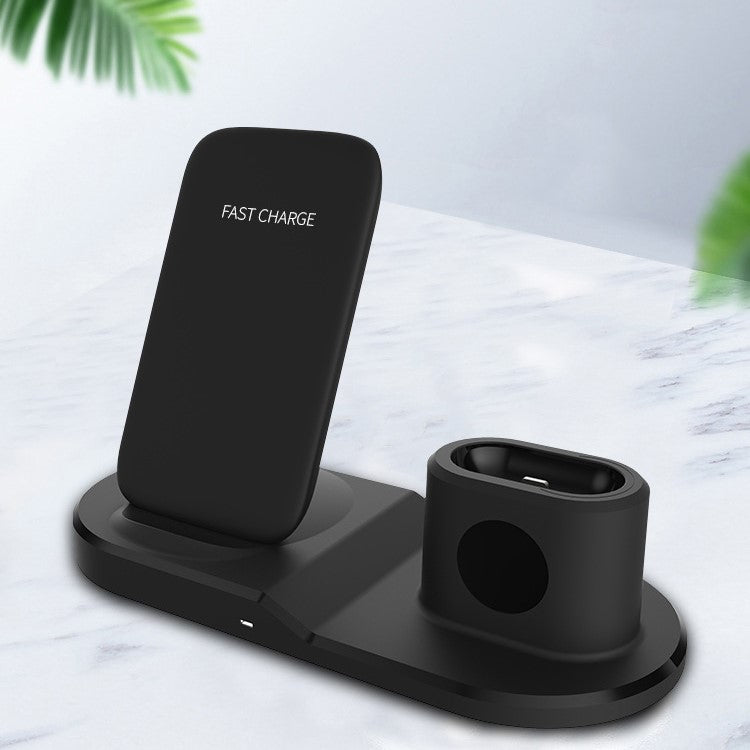 3-in-1 Charging Dock Multi-function Wireless Charger Charging Station - Black