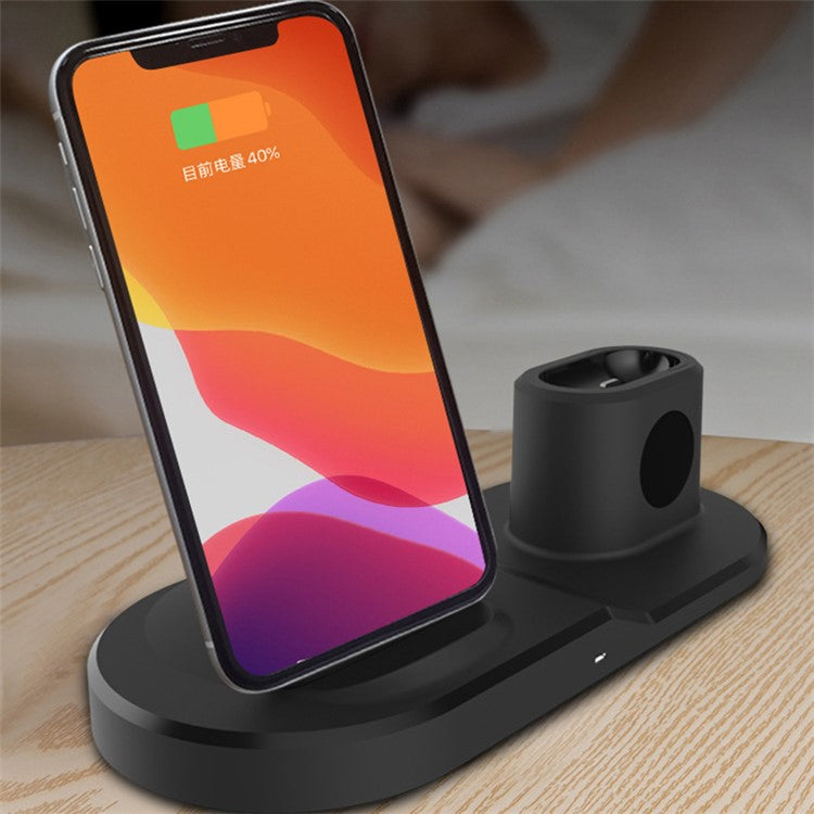 3-in-1 Charging Dock Multi-function Wireless Charger Charging Station - Black