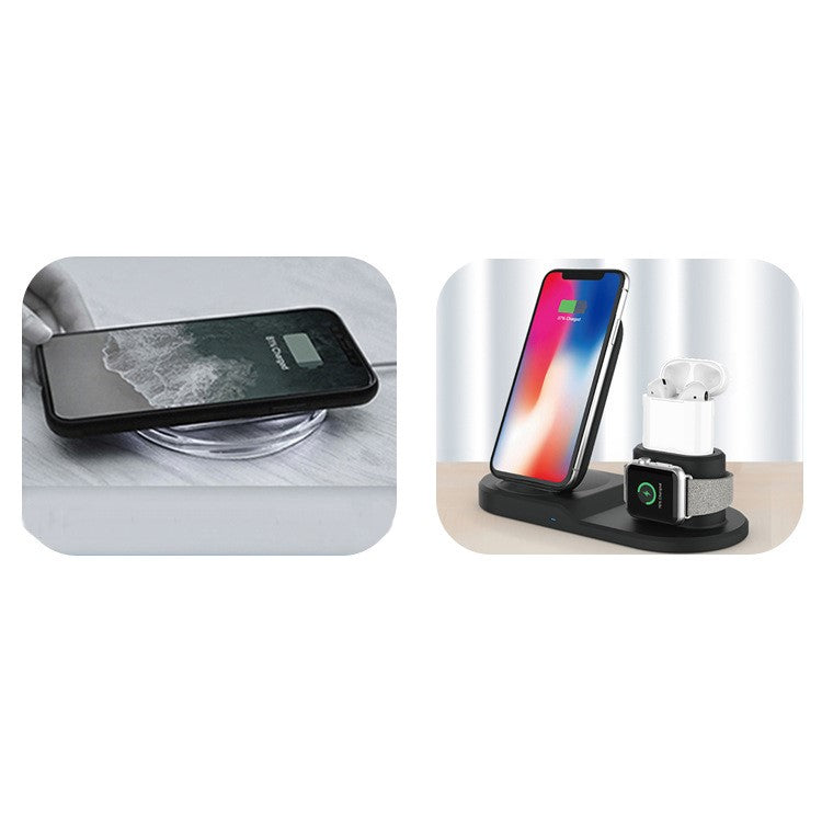 3-in-1 Charging Dock Multi-function Wireless Charger Charging Station - Black