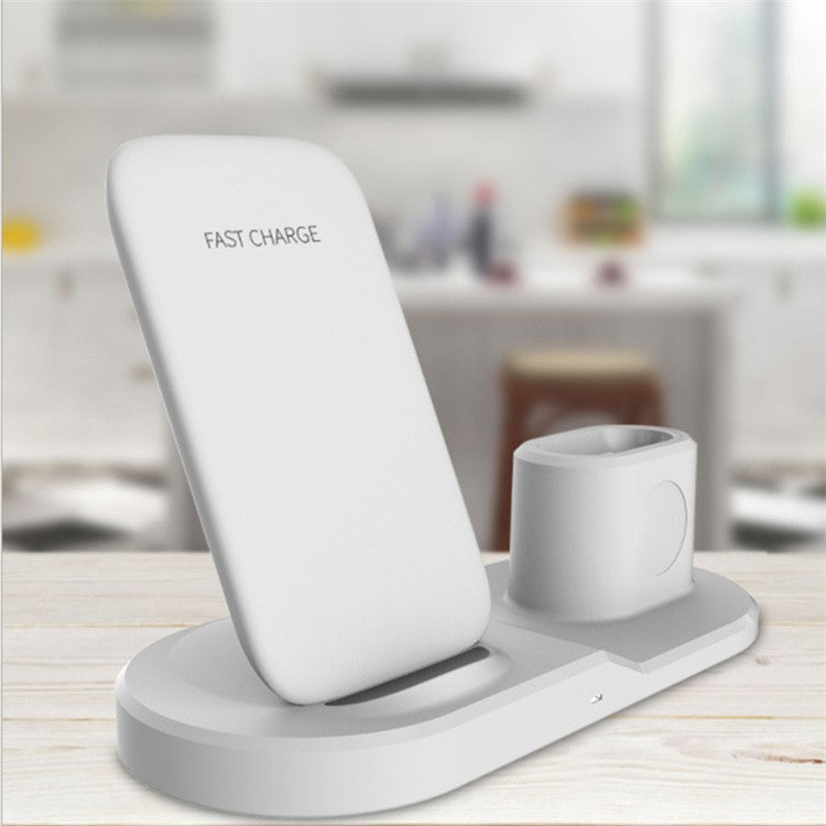 3-in-1 Charging Dock Multi-function Wireless Charger Charging Station - White