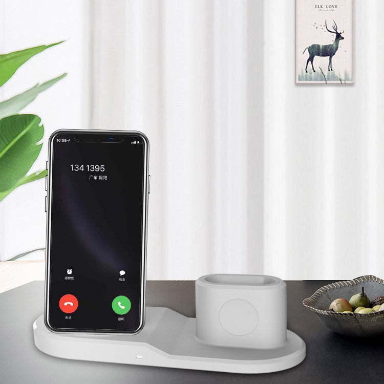 3-in-1 Charging Dock Multi-function Wireless Charger Charging Station - White