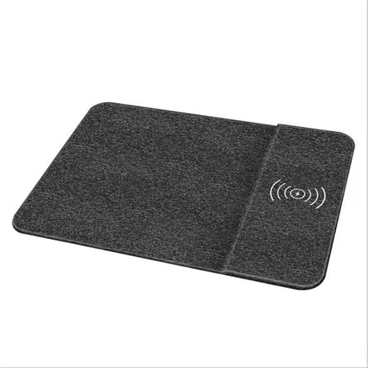 Multi-Function PU Leather + Microfiber Mouse Pad with Wireless Charging Function - Black