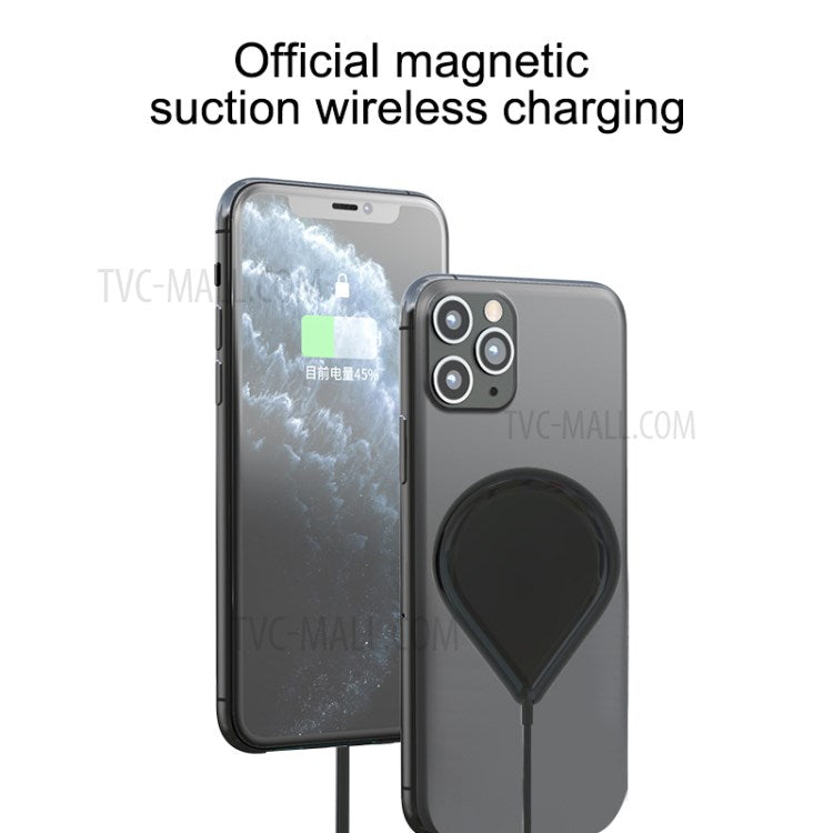 T15 15W Max Magnetic Adsorption Magsafe Wireless Charger Pad for iPhone 12/12 mini/12 Pro/12 Pro Max - Black