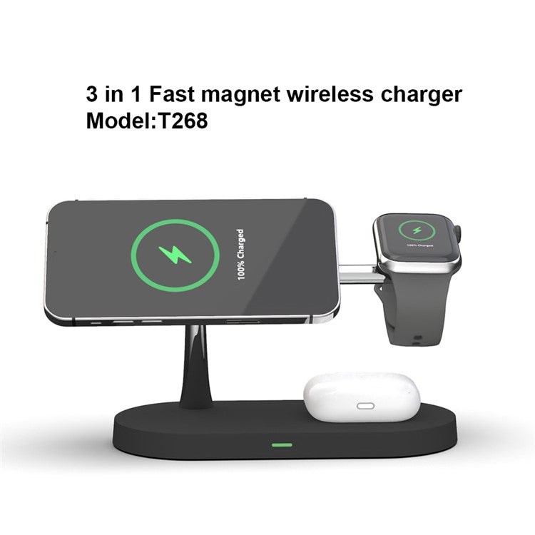 5 in 1 Magnetic Wireless Charger for iPhone 16 - 12 Series Apple Watch AirPods Fast Charging Dock Station - Black