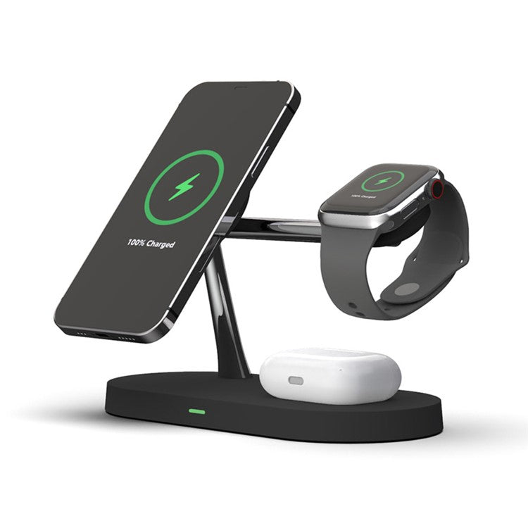 5 in 1 Magnetic Wireless Charger for iPhone 16 - 12 Series Apple Watch AirPods Fast Charging Dock Station - Black