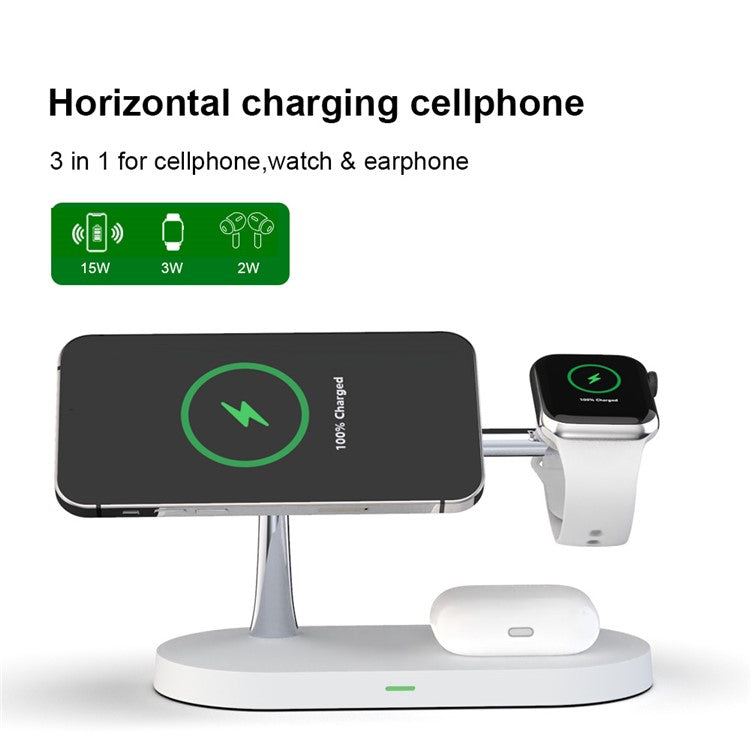 5 in 1 Magnetic Wireless Charger for iPhone 16 - 12 Series Apple Watch AirPods Fast Charging Dock Station - White