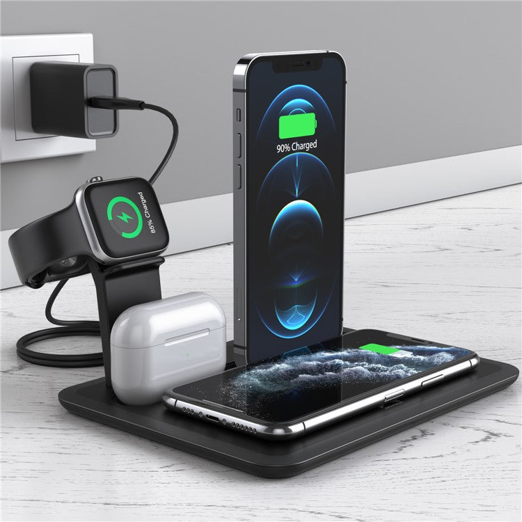 YM-UD17 15W 4 in 1 NPO Capacitance Wireless Charger Dock Station Fast Charging Stand for iPhone Apple Watch AirPods