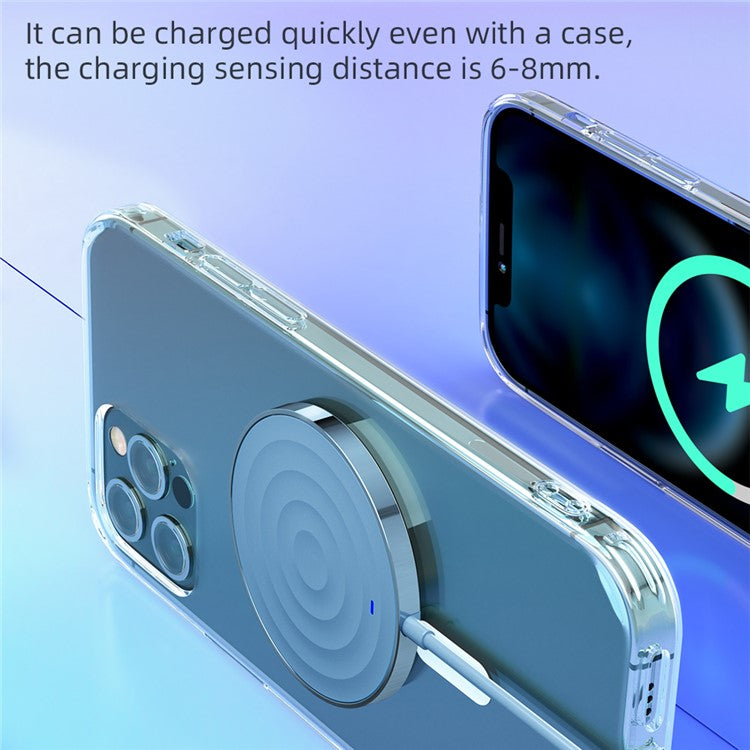 ESSAGER 15W Wireless Charging Dock Quick Charger Magnetic Fast Charging Pad for iPhone/Huawei - White