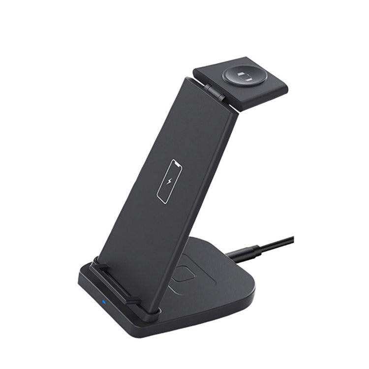 B12 Phone Smartwatch Bluetooth Earphone Wireless Charger Stand 3 in 1 Fast Charging Station - Black/for Apple Watch