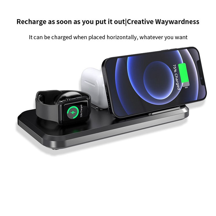 UV-06 3-in-1 15W Wireless Charger Foldable Qi Fast Charging Stand Dock for iPhone Samsung iWatch AirPods