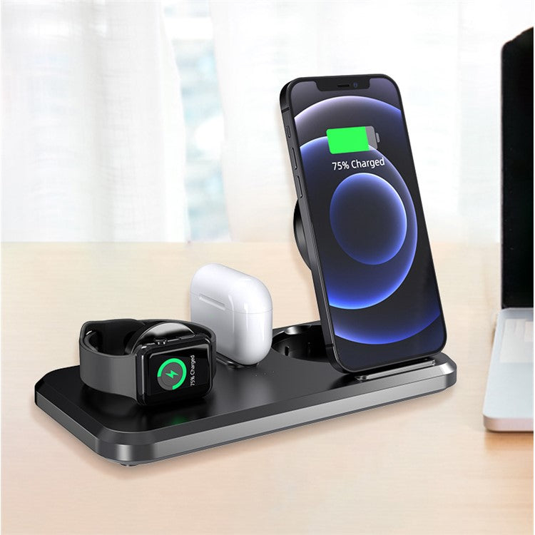 UV-06 3-in-1 15W Wireless Charger Foldable Qi Fast Charging Stand Dock for iPhone Samsung iWatch AirPods