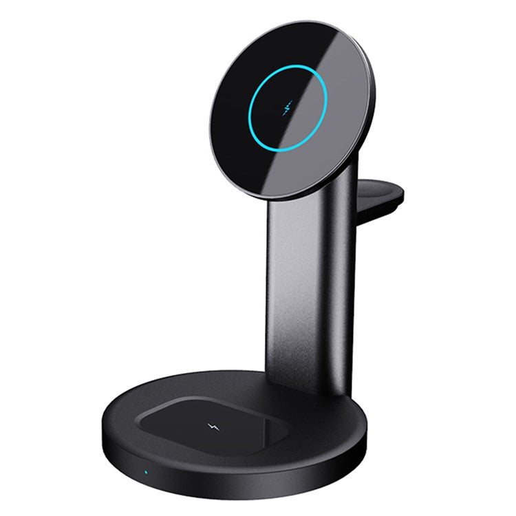 S36 3-in-1 15W Magnetic Wireless Charger Desktop Fast Charging Stand for iPhone 12 Series iWatch AirPods - Black