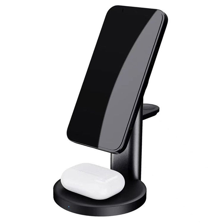 S36 3-in-1 15W Magnetic Wireless Charger Desktop Fast Charging Stand for iPhone 12 Series iWatch AirPods - Black