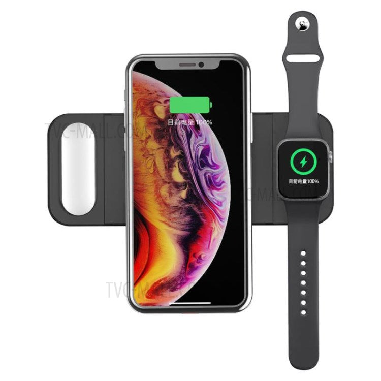 H12 Foldable 3 in 1 Wireless Charger Station 15W Fast Charging Stand Holder for iPhone/Apple Watch/Earphone