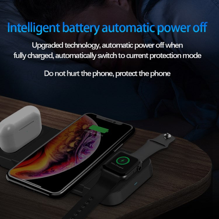 H12 Foldable 3 in 1 Wireless Charger Station 15W Fast Charging Stand Holder for iPhone/Apple Watch/Earphone