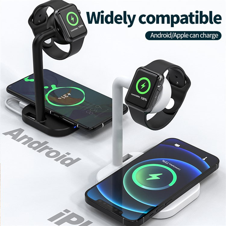 2 in 1 Magnetic Wireless Charger Desktop Wireless Fast Charging Base Stand Dock Station for Apple Watch/iPhone - Black