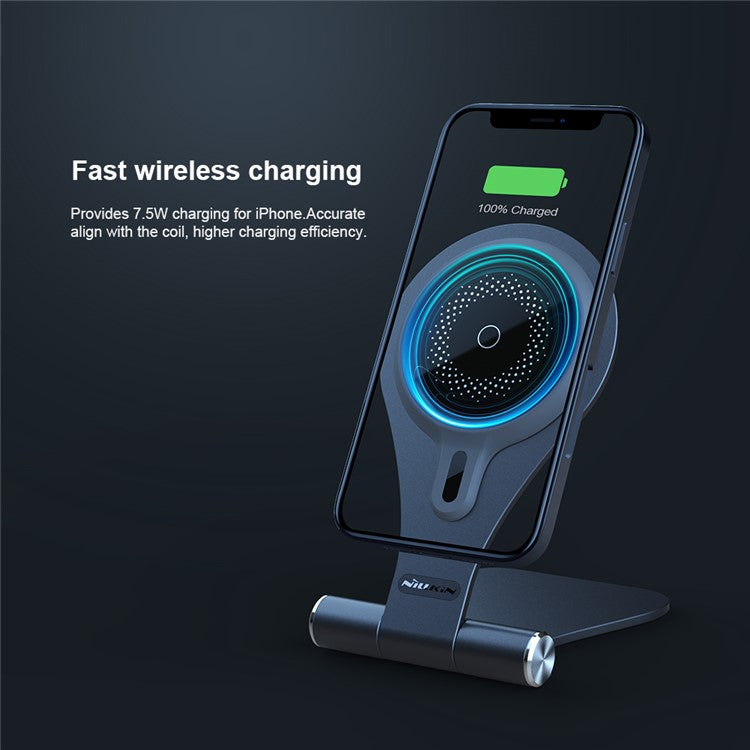 NILLKIN NKT11 Foldable Magnetic Wireless Fast Charger Phone Charging Stand Mount for iPhone - Silver