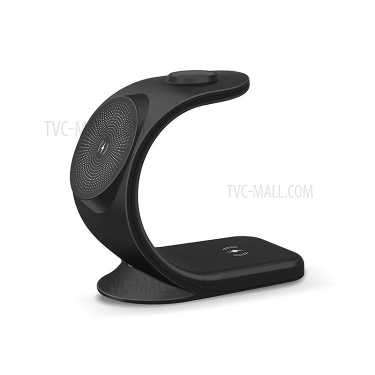 OJD-83 3-in-1 15W Magnetic Wireless Charger Desktop Charging Stand Dock for iPhone 12 Series Apple Watch AirPods - Black